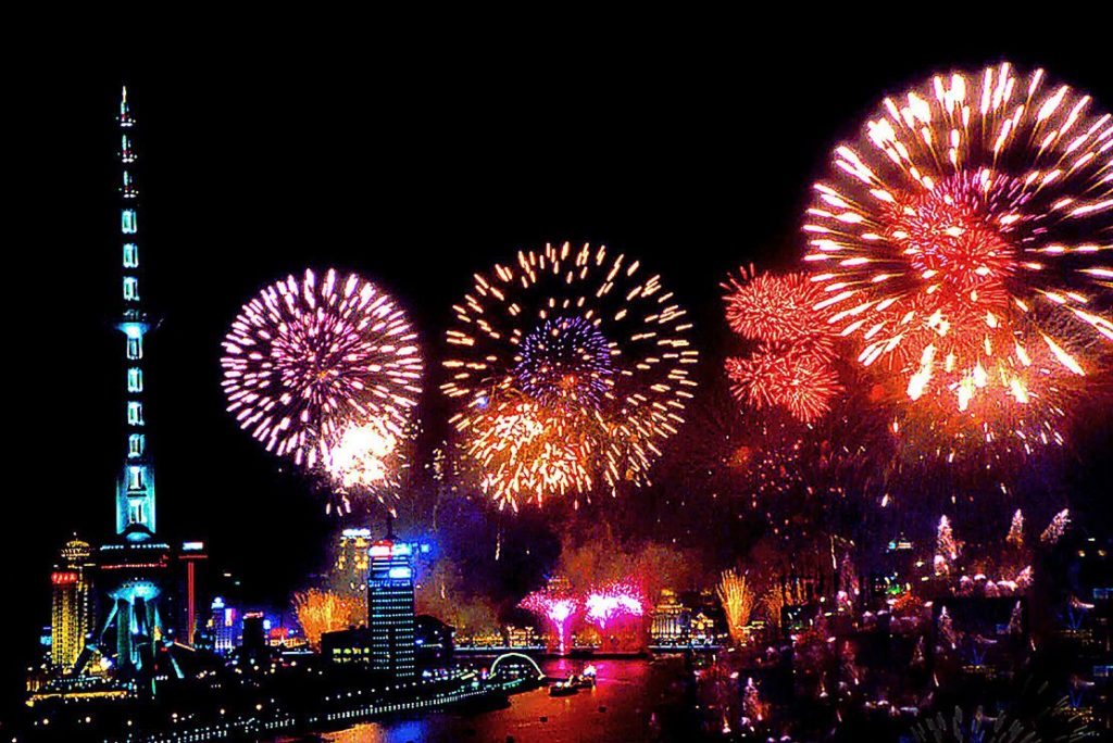 Fireworks on New Years in Shanghai